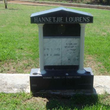LOURENS Hannetjie 1923-2000
