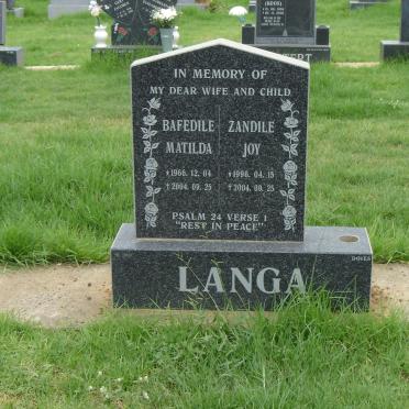 LANGA Bafedile Matilda 1966-2004 :: LANGA Zandile Joy 1996-2004