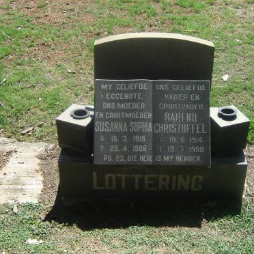 LOTTERING Barend Christoffel 1914-1998 &amp; Susanna Sophia 1919-1986