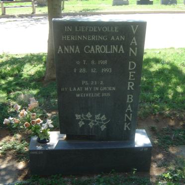 BANK Anna Carolina, van der 1918-1993