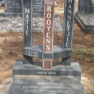 BOOYENS Johannes Hendrikus 1919-1997 &amp; Hannetjie