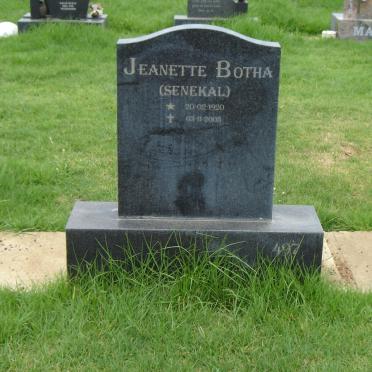 BOTHA Jeanette nee SENEKAL  1920-2005