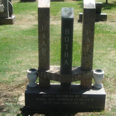 BOTHA Daan 1932-1992 &amp; Pat 1944-