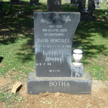 BOTHA David Hercules 1912-1985 &amp; Elizabeth Johanna 191?-