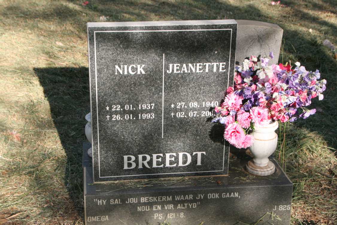BREEDT Nick 1937-1993 & Jeanette 1940-200?