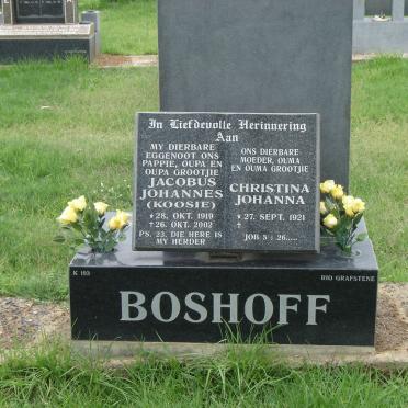 BOSHOFF Jacobus Johannes 1919-2002 &amp; Christina Johanna 1921-