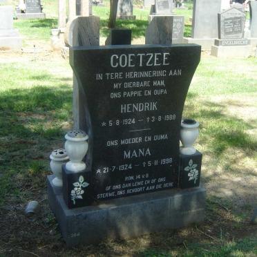 COETZEE Hendrik 1924-1988 &amp; Mana 1924-1998