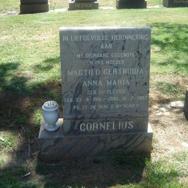 CORNELIUS Magtild Gertruida Anna Maria nee DU PLESSIS 1918-1987