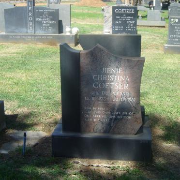 COETSER Jienie Christina nee DU PLESSIS 1933-1987