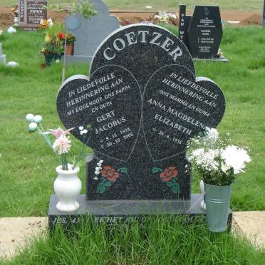 COETZER Gert Jacobus 1938-2005 &amp; Anna Magdelena Elizabeth 1936-