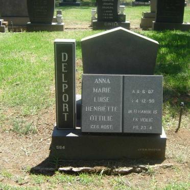 DELPORT Anna Marie Luise Henriette Ottilie nee ROST 1907-1990