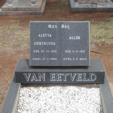 EETVELD Allen 1913-2004 &amp; Aletta Gertuida 1916-1984