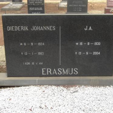 ERASMUS Diederik Johannes 1924-1983 &amp; J.A. 1930-2004