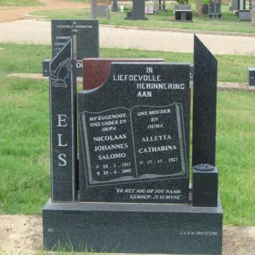 ELS Nicolaas Johannes Salomo 1922-2001 &amp; Alletta Catharina 1927-