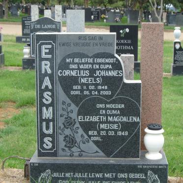 ERASMUS Cornelius Johannes 1948-2003 &amp; Elizabeth Magdalena 1949-