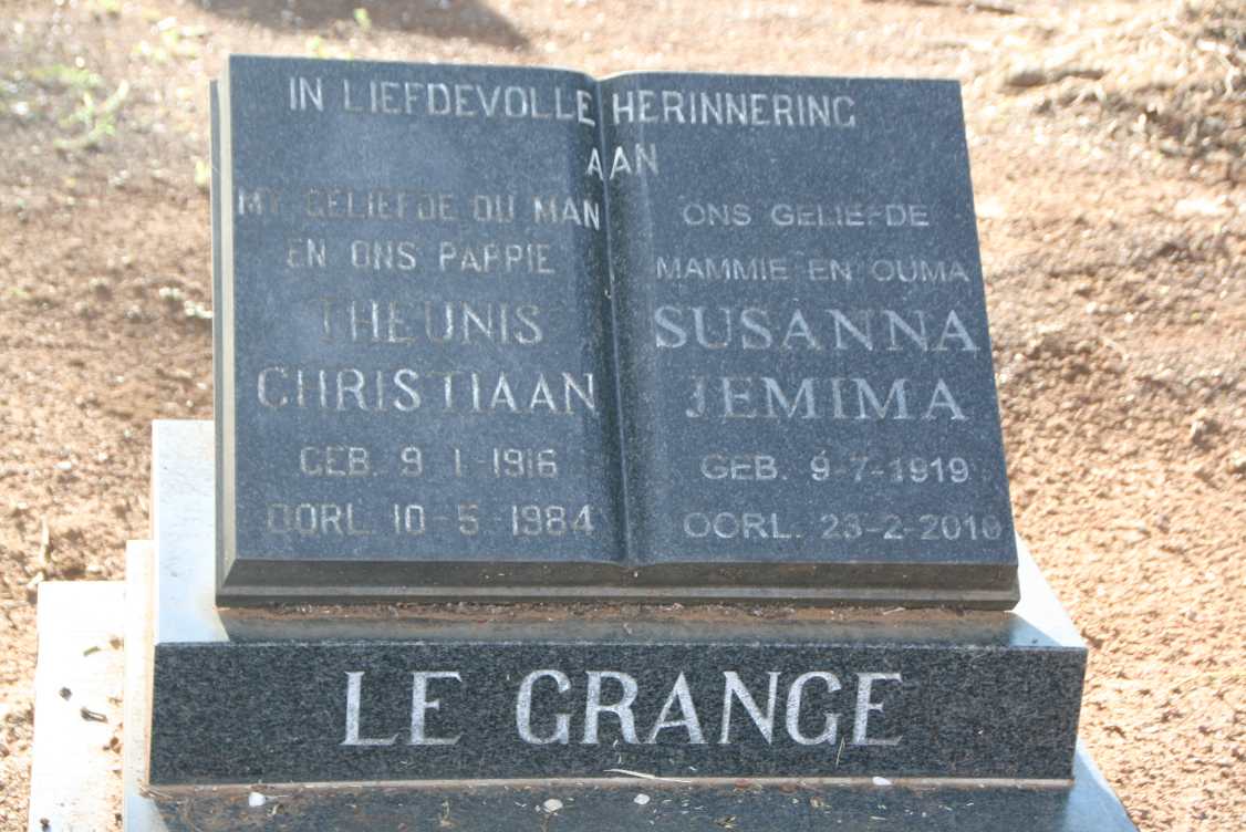 GRANGE Theunis Christiaan, le 1916-1984 & Susanna Jemima 1919-2010