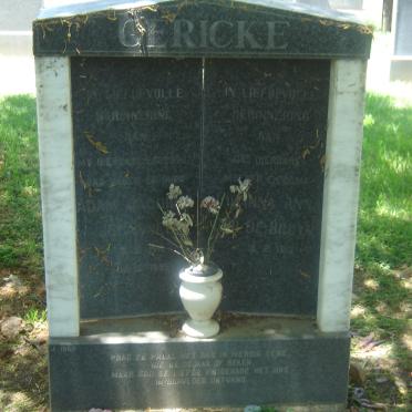 GERICKE Adam Jacob Johannes -1995 &amp; Johanna Anna DE BRUYN 1913-