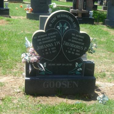 GOOSEN Theodorus P. 1914-2002 &amp; Johanna I.W. 1924-1997