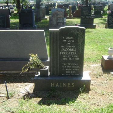 HAINES Jacobus Frederik 1963-1990