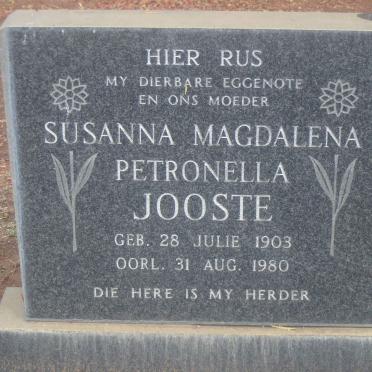 JOOSTE Susanna Magdalena Petronella.