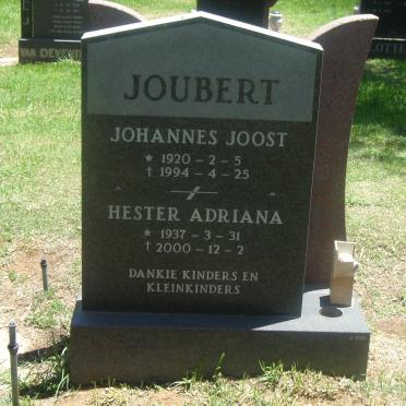 JOUBERT Johannes Joost 1920-1994 &amp; Hester Adriana 1937-2000