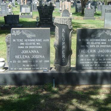 KLOPPERS Frederik Jacobus 1903-1987 &amp; Johanna Helena Josina 1909-1988