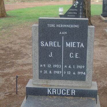 KRUGER Sarel J. 1903-1989 &amp; Mieta C.A. 1909-1994