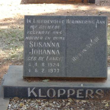 KLOPPERS Susanna Johanna.