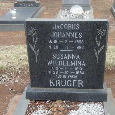 KRUGER Jacobus Johannes 1902-1982 &amp; Susanna Wilhelmina 1913-1994