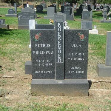 KOEKEMOER Petrus Philippus 1917-1989 &amp; Olga 1918-2003