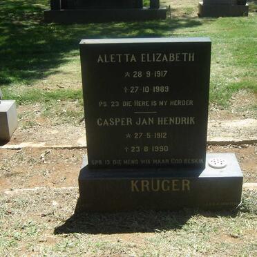 KRUGER Casper Jan Hendrik 1912-1990 &amp; Aletta Elizabeth 1917-1989
