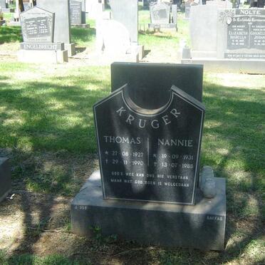 KRUGER Thomas 1927-1990 &amp; Nannie 1931-1988