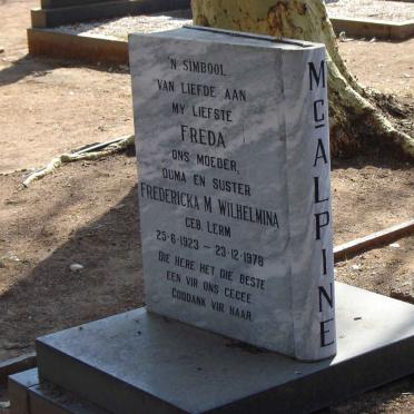 McALPINE Fredericka M Wilhelmina.