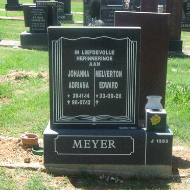 MEYER Melverton Edward 1933-  &amp; Johanna Adriana 1939-1998