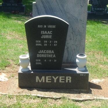 MEYER Isaac Jurie 1929-1997 &amp; Jacoba Dorothea 1931-