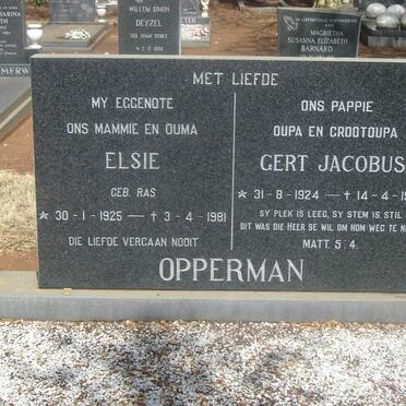 OPPERMAN Gert Jacobus 1924-1993 & Elsie RAS 1925-1981