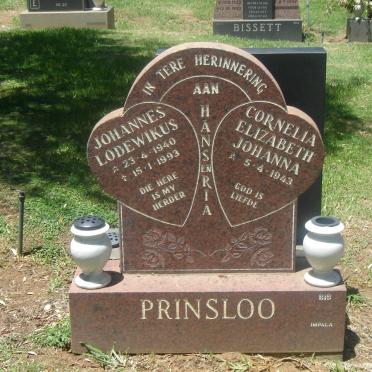 PRINSLOO Johannes Lodewikus 1940-1993 &amp; Cornelia Elizabeth Johanna 1943-