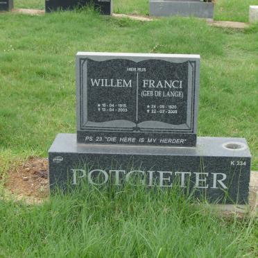 POTGIETER Willem 1915-2003 &amp; Franci DE LANGE 1920-2005