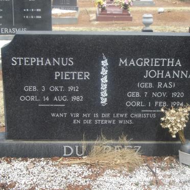 PREEZ Stephanus Pieter, du1912-1982 &amp; Magrietha Johanna RAS 1920-1994