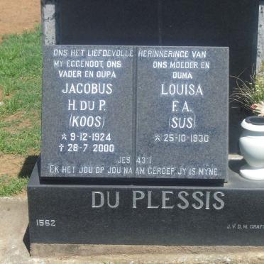 PLESSIS Jacobus H.du P., du 1924-2000 &amp; Louisa F.A. 1930-