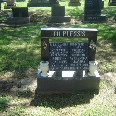 PLESSIS Andries Jacobus, du 1911-1988 &amp; Willemina Jacoba 1920-2003