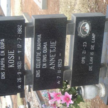 PIETERSE Kosie 1921-1982 &amp; Annetjie 1929-