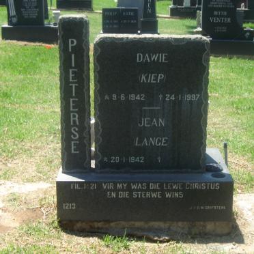 PIETERSE Dawie 1942-1997 &amp; Jean 1942-