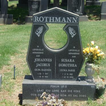 ROTHMANN Johannes Jacobus 1917-1996 &amp; Susara Dorothea 1925-2004