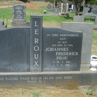 ROUX Johannes Frederick, le 1923-1988