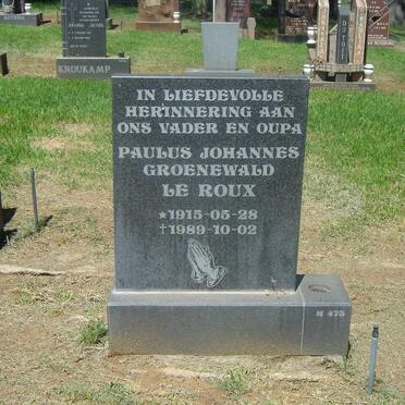 ROUX Paulus Johannes Groenewald, le 1915-1989