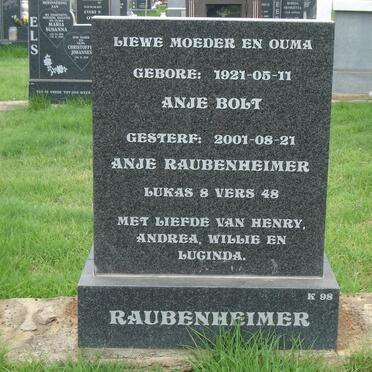 RAUBENHEIMER Anje nee BOLT 1921-2001