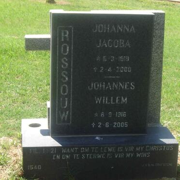 ROSSOUW Johannes Willem 1916-2005 &amp; Johanna Jacoba 1919-2000
