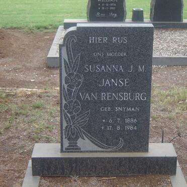 RENSBURG Susanna J.M., Janse van nee SNYMAN 1886-1984