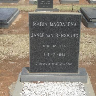 RENSBURG Maria Magdalena, Janse van 1905-1983